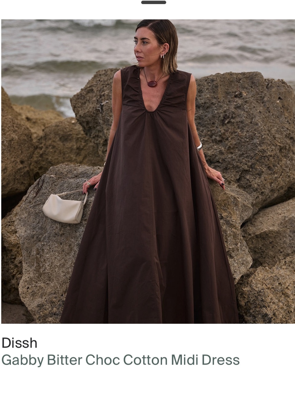 DISSH Chocolate Brown Sleeveless Cotton Midi Dress